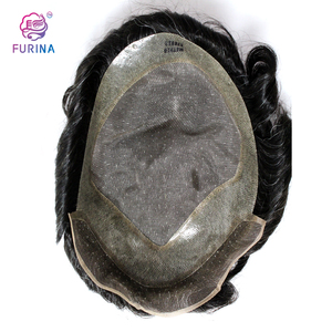 Prothèse capillaire homme en cheveux humains 100% naturels et durables, dentelle française blanchie parfaite, couleur 1B10 avec gris <span class=keywords><strong>blanc</strong></span> - Product Image 4