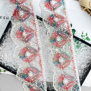 Bordure en dentelle perlée brodée en patchwork de mailles colorées <span class=keywords><strong>pour</strong></span> la décoration de vêtements, col de robe, accessoires de mariage et de mode DIY - Product Image 5