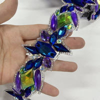 Décorations thermocollantes en strass pour costumes de carnaval et loisirs créatifs, bleu métallisé AB et cristaux de résine bleu zircon
