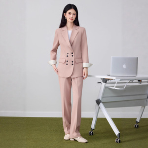 Women's Suit Set Pink Polyester Full Sleeve Formal Spring Wear - Product Image 4