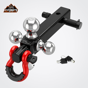 Support de remorquage triple boule avec manille de 3/4 et goupille de verrouillage en acier forgé, support de remorquage multi-boules pour récepteur de 2 pouces - Product Image 1