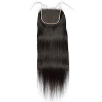 Lot de mèches de cheveux naturels lisses, fermeture frontale, emmêlée et nuancier, haute qualité