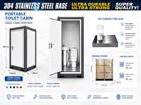 Cabine de toilettes préfabriquée portable de haute qualité en panneaux sandwich, écologique, pour camping, école, parc, avec salle de bain chimique et douche
