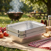 Barquette rectangulaire jetable en aluminium de qualité alimentaire, compatible four, pour cuisson et plats à emporter