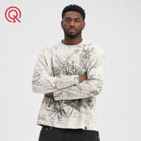 Fabricant ODM – T-shirt thermique gaufré AOP à manches longues pour homme, impression DTG intégrale, coupe oversize, style vintage décontracté, classique gothique