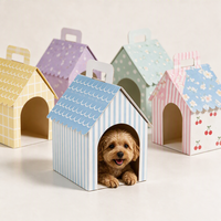 Maison pour animaux de compagnie en carton imprimé sur mesure en gros avec poignée, abri pliable en papier pour chien de petite taille pour jouer et dormir