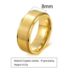 Ingrosso di alta qualità 8mm opaco effetto spazzolato <span class=keywords><strong>oro</strong></span> <span class=keywords><strong>argento</strong></span> <span class=keywords><strong>e</strong></span> nero Dual-Tone carburo di tungsteno anelli per gioielli da uomo - Product Image 2