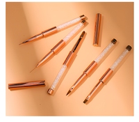Pinceaux de manucure professionnels de luxe en métal avec manche en strass de haute qualité pour salon, stylo de dessin et de traçage pour nail art, logo personnalisé