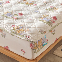 Protège-matelas matelassé imprimé en bambou 100% tricoté, imperméable, respirant, anti-acariens, lavable en machine, vente en gros