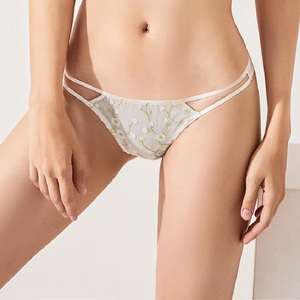 Venta Directa de Fábrica: Conjunto de Lencería Femenina Francesa, Sexy, de Encaje, Cintura Baja, con Bordado, Tanga y Braguitas - Product Image 1