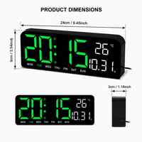Jam Dinding Digital LED Modern Grosir, Kecerahan Dapat Diatur, Tampilan Waktu, Tanggal, Hari, dan Suhu untuk Dekorasi Rumah, Kantor, Kamar Tidur
