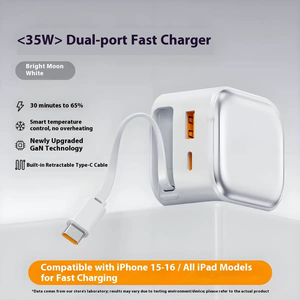 บล็อกที่ชาร์จ USB-C ติดผนัง35W DZ-028พร้อมสาย PD ที่ยืดหดได้ QC3.0ชาร์จเร็ว - Product Image 6