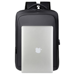Business <b>Backpack</b> 16-Inch <b>Laptop</b> Compartment USB Charging Port <b>For</b> Men Travel Commuting Black Gray Solid Color - Product Image 3