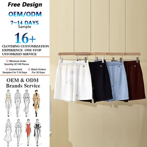 Shorts de Punto para <span class=keywords><strong>Mujer</strong></span>: Shorts Holgados de Cintura Alta con Cordón Ajustable - OEM para Uso Casual - Product Image 1