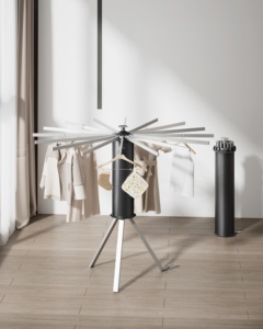 Trépied pliable étendoir à vêtements pliant cintre sèche-<span class=keywords><strong>linge</strong></span> pour blanchisserie balcon intérieur extérieur - Product Image 2