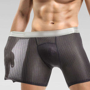 Boxer à jambes longues personnalisé de haute qualité pour hommes Short de sport tricoté respirant à la mode uni pleine taille Long Boxer Shorts - Product Image 2