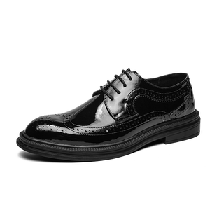 Lace up Business <strong>White</strong> <strong>Black</strong> Color <strong>Brogue</strong> s Size 38-46 Microfiber Leather Dress s for Men - Product Image 6
