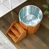 Baignoire de massage autoportante en acier inoxydable 304 à grain de bois, pour bain froid, style hôtel moderne, direct usine, OEM personnalisé