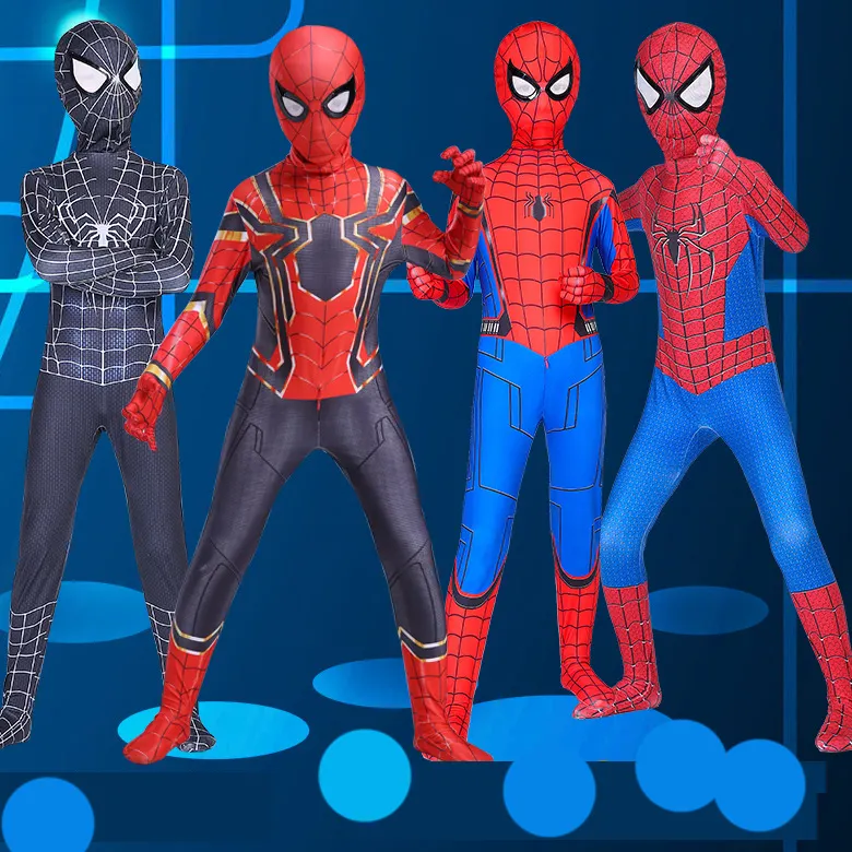 New Red Black Spiderman Costume Spider Man Suit Spider-man Costumes Children Kids Spider-man Cosplay Clothing Halloween Costume