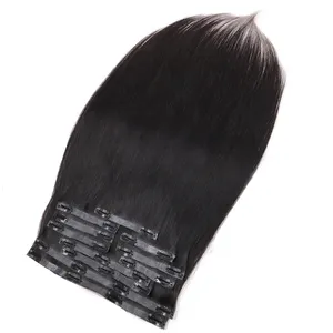 Custom logo package factory price wholesale human hair invisible seamless clip in hair extension