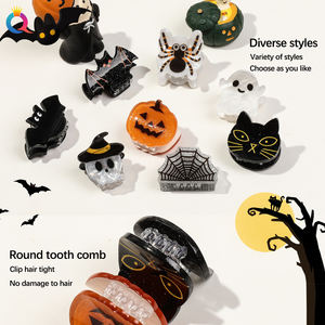 QIYUE Halloween Series Accessoires de cheveux pour femmes Petites pinces à cheveux en acrylique pour frange Pinces à cheveux élégantes pour Halloween - Product Image 4