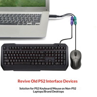 Câble adaptateur USB vers PS/2 2 en 1 pour souris et clavier avec connecteurs en cuivre