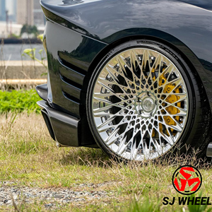 Jantes monobloc SJ Wheels chromées polies, forgées en alliage 6061-T6, design en maille, <span class=keywords><strong>18</strong></span>, 19, 20, 21 <span class=keywords><strong>pouces</strong></span>, 5x120/112/114.3 pour Ferrari Porsche - Product Image 1