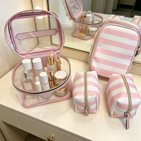 Sac de maquillage pour femme en PVC transparent imperméable et durable, avec logo de marque, grande capacité, fermeture à glissière, sac cosmétique de luxe, ensemble cadeau