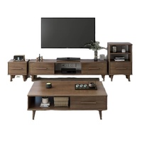 Table basse de style antique moderne, meuble TV avec pieds en bois massif, meuble TV en chêne