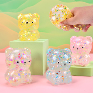 Jincan <b>Cute</b> <b>Bear</b> Pinch Music Glitter Jelly Transparent Vent Stress Relief Toy for Boys and Girls Wholesale - Product Image 4