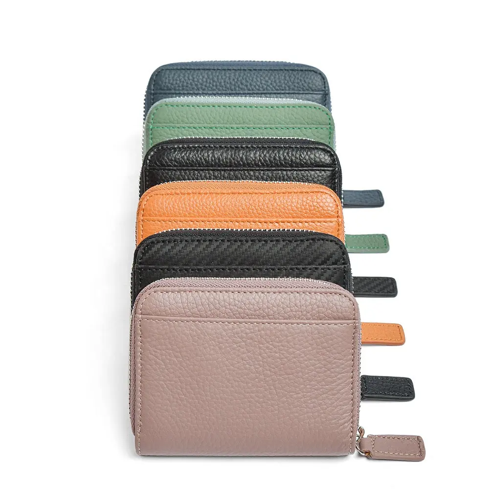 front pocket short card wallet RFID blocking genuine leather card case coin case functional compact card holder wallet for women