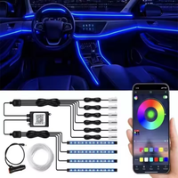 Lampe d'ambiance à LED Kit de fibre optique RGB APP Control Cold Line Light Auto Car Decorative Lighting Interior Accessories