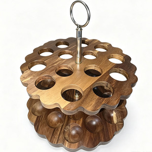 Porte-œufs en bois d'acacia à double couche pour 32 œufs frais, support de rangement pour œufs moderne pour comptoir, convient aux œufs de poulet, de canard, de dinde - Product Image 2