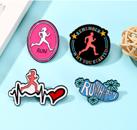 Badge en métal personnalisé en émail, motif sportif marathon course à pied, battement de cœur, pour sac à dos, vente en gros, prix usine, stock disponible