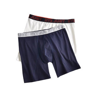 男性用コットン下着通気性カスタムブランドホワイトブルー軽量ロング脚男性用ボクサーブリーフ - Product Image 2