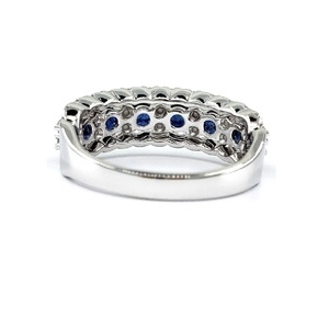 Grande offre de bijoux de fournisseur de haute qualité 14k bague de bande de saphir bleu royal de vrai diamant blanc solide en or pour des femmes - Product Image 3