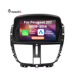 Autoradio Android dédié Peugeot 207 Podofo 7 pouces 2+64 Go CarPlay sans fil Android Auto GPS WiFi FM RDS OEM - Product Image 1