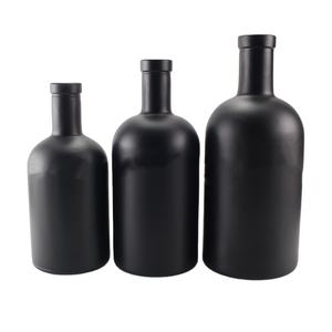 Meilleures ventes de bouteilles en verre pour vodka, <span class=keywords><strong>gin</strong></span>, liqueur, vide, noir mat, 375 ml, 500 ml, 750 ml, 1000 ml, avec bouchons pour l'emballage de brandy et de whisky - Product Image 1
