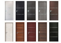 Porte d'entrée en bois résidentielle à double battant en chêne/noyer/teck de couleur personnalisée pour chambre/salle de bain