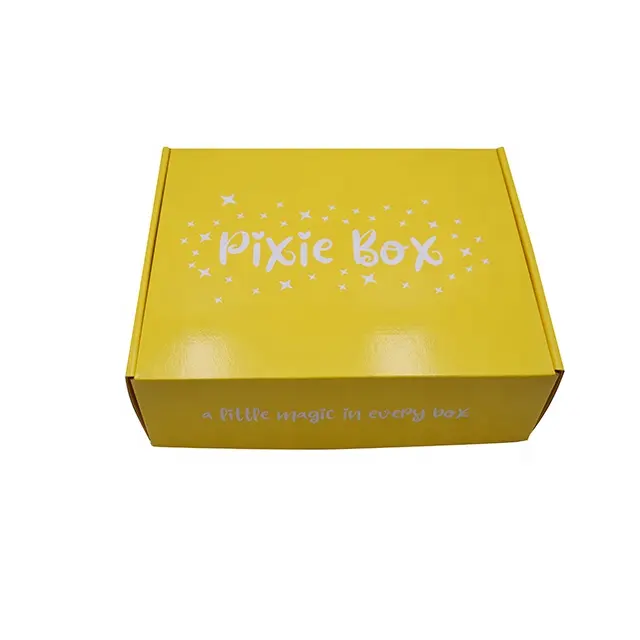 थोक पीले चमकदार फाड़ना चमकदार सतह शिपिंग बॉक्स मेल बॉक्स कस्टम लोगो नालीदार कागज बॉक्स के लिए जूते कपड़े