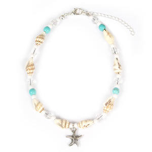 Pulsera <span class=keywords><strong>tobillera</strong></span> de punto de conchas de playa para mujer, cuentas de cristal, semillas bohemias, GAB001 - Product Image 2