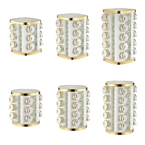 Ensemble de porte-épices rotatif, organisateur d'épices rond/carré pour comptoir avec 12/16/20 bocaux, <span class=keywords><strong>rangement</strong></span> d'épices de luxe avec bordure dorée pour la cuisine - Product Image 1