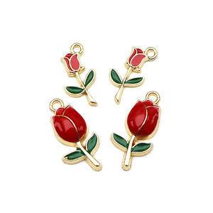 Rose Flower Pendants Alloy Jewelry Findings For Necklace Making Oil Dripping Finish Zinc Alloy DIY Accessories - Product Image 3