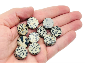 Compre Jaspe Dálmata en Forma Redonda, Disco Plano, Cabujón, Piedra Preciosa para Joyería, Colgante, Anillos para Hombre y Mujer - Product Image 3
