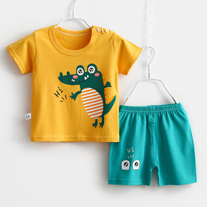 Ensemble de vêtements pour bébé d'été 2 pièces, 100% coton, tenue pour bébé, imprimé de dessins animés, manches courtes, vêtements pour enfants - Product Image 6