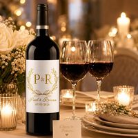 Etiquetas de Botella de Vino Impermeables de Alta Calidad Personalizadas de Fábrica, Rollo de Etiquetas Adhesivas Impresas Resistentes a 3 Factores