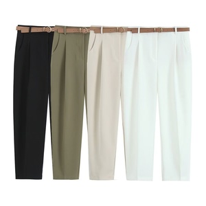 Nuovi <span class=keywords><strong>Pantaloni</strong></span> Casual da Donna Primavera 2026, Vita Media, in Poliestere, Eleganti e alla Moda <span class=keywords><strong>con</strong></span> <span class=keywords><strong>Cintura</strong></span>, Gamba Dritta - Product Image 1