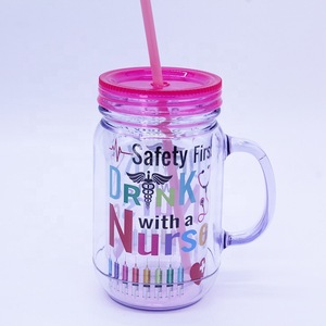 20oz Double Insulated <strong>Tumbler</strong> with Straw,<strong>plastic</strong> <strong>Mason</strong> <strong>Jars</strong> with Handle - Product Image 6