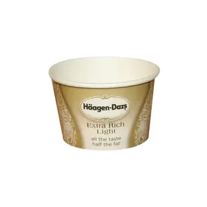 Custom Logo Printed Ice Cream Cup Frozen Yogurt Gelato Bowls 3/4/5/8/12/16OZ