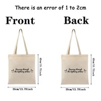 Sac fourre-tout en toile avec motif cœur éclair et citation positive, sac à bandoulière réutilisable avec slogan inspirant, sac à main quotidien pour femme